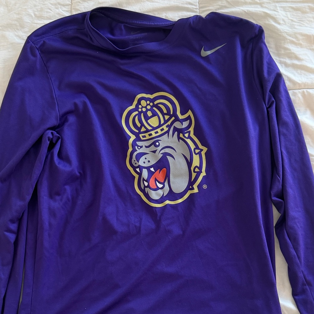 Purple Long Sleeve Shirt with JMU Duke Dog Graphic